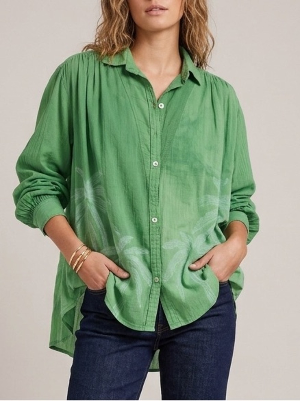 V de Vinster Oversized Palm Tree Print Cotton Oversized Tunic Size Small